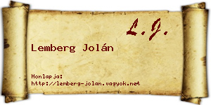 Lemberg Jolán névjegykártya